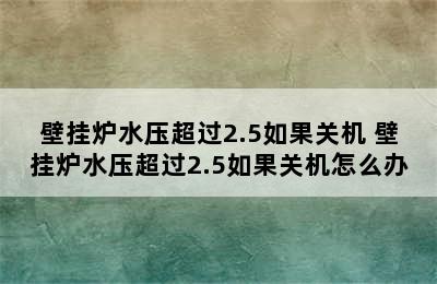 壁挂炉水压超过2.5如果关机 壁挂炉水压超过2.5如果关机怎么办